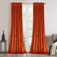 thumbnail image 1 of Roslynwood Velvet Burnt Orange Curtain 84 inch Length - Soft Luxury Curtains Block Light Thermal Insulated Rod Pocket Velvet Drap, 1 of 10