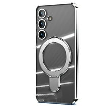 Dteck Invisible Stand Magnetic Case for Samsung Galaxy S24 Plus, Compatible with MagSafe, Military Grade Shockproof Clear Slim Cover with Ring Holder for Samsung S24 Plus 5G 2024,Silver