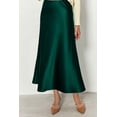 thumbnail image 3 of Falda PRETTYGARDEN Otoño 2025 Satén Midi de Cintura Alta Verde Oscuro Talla L, 3 of 7