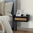 thumbnail image 5 of Chicgrowth Floating Nightstand, Wall Mounted Shelf with Drawer, Rattan Side End Table Black, Wood Night Stands for Bedroom Living Room Office, 5 of 8