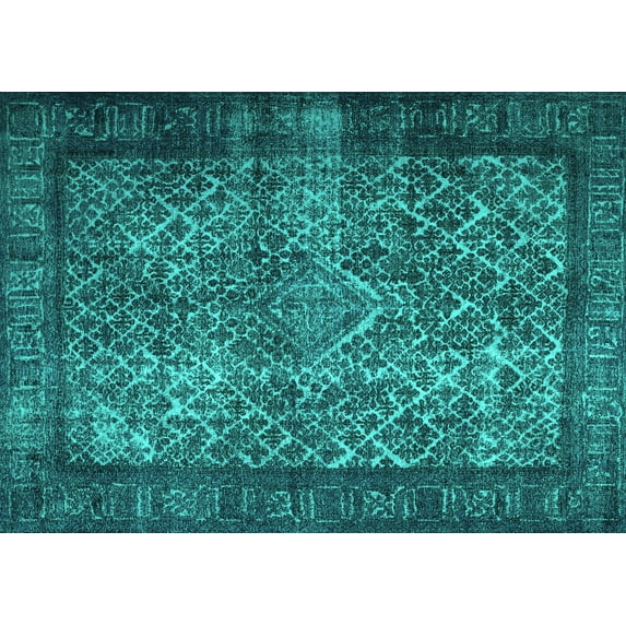 Ahgly Company Machine Washable Indoor Rectangle Persian Turquoise Blue Traditional Area Rugs, 2' x 4'