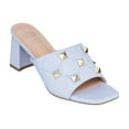 thumbnail image 2 of GC Shoes Womens Block Heeled Sandals, Open Toe Fashion Heels, Slip On Studded Strap High Heel Dress Slides, Alexis/Lilac/7, 2 of 6
