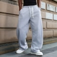 thumbnail image 6 of Men Baggy Sweatpants Wide Leg Heavyweight Comfy Lounge Slacks Loose Fit Track Pants Light Gray XL, 6 of 9