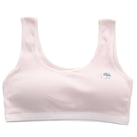 Cnuiaeg Training Bra for Girls Crop Cami Bralette Starter Bras Color Pink Size 9-13 Years