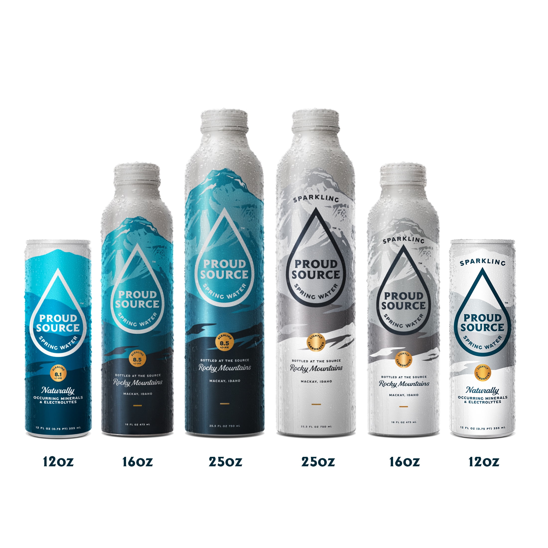 Proud Source Natural Spring Alkaline Water, 12 fl oz 8 Pack Cans
