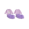 thumbnail image 3 of Toddler Baby Girl Halloween Outfit 1-6 Years Kids Ghost Embroidered Long Sleeve Sweatshirt Elastic Waist Tulle Skirt 2Pcs Cute Fall Clothes Set, 3 of 9