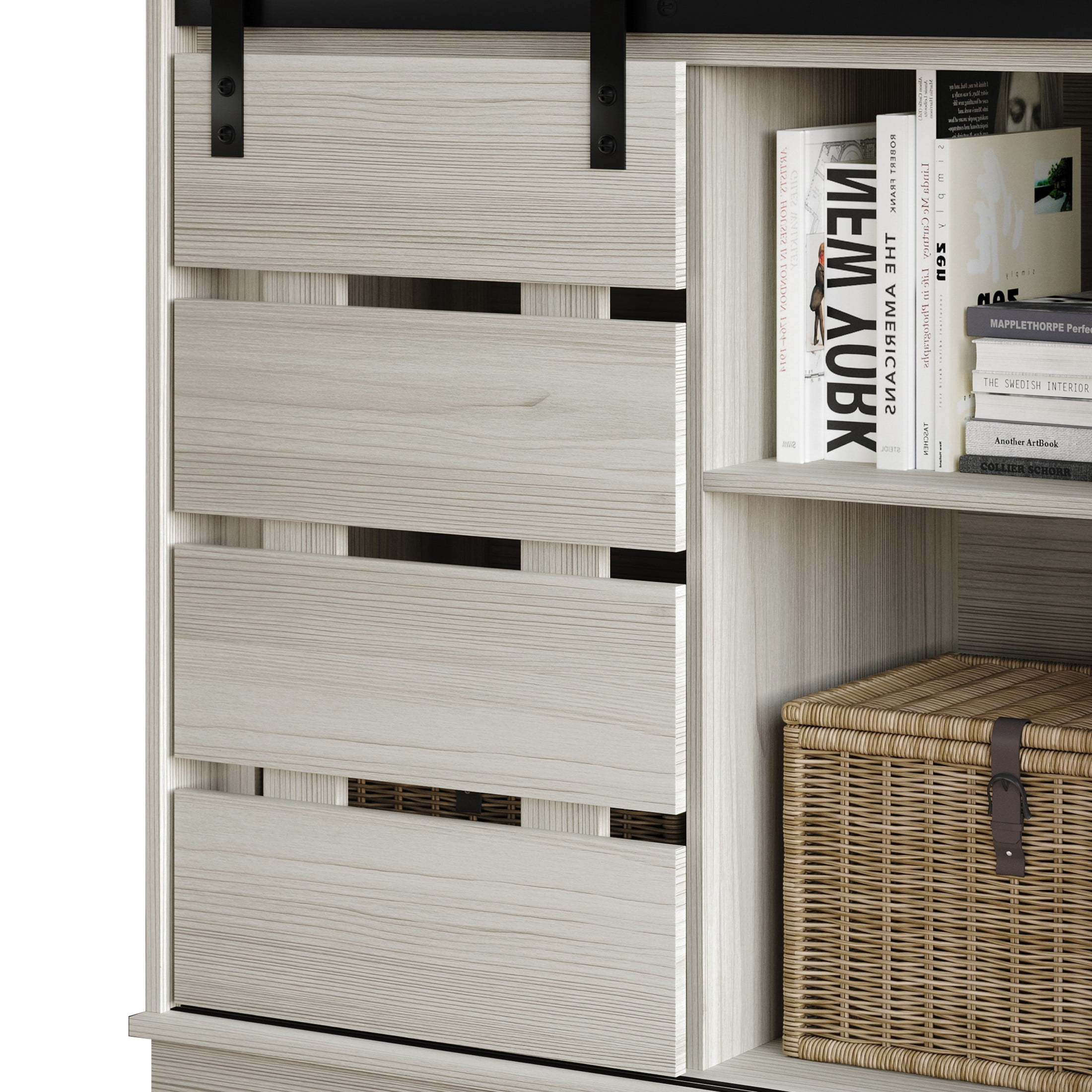 Castle Place Farmhouse Sideboard Buffet Cabinet, Light Grey