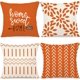 thumbnail image 1 of Fundas de almohada de 18 x 18, moderna funda de almohada para sofá, decorativa de tela de lino para exteriores, para sofá, cama, coche (naranja, 18 x 18, juego de 4) JM, 1 of 6