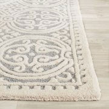 SAFAVIEH Cambridge Leslie Geometric Wool Area Rug, Silver/Ivory, 7'6" x 9'6"