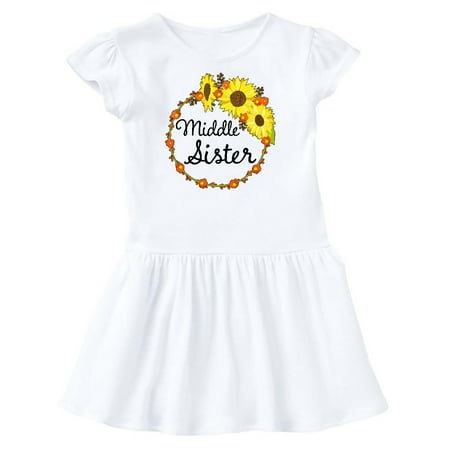 

Inktastic Middle Sister Sunflower Wreath Gift Toddler Girl Dress