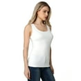 thumbnail image 4 of LiangRou Women's Mini-Ribbed Stretch Scoop Neck Tank Top Creamy White Small (US 2 4 6), 4 of 6