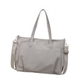 thumbnail image 2 of Bolso para portátil, bolso de compras grande con cremallera, bolso tote para la escuela, viajes y playa. Gris, 2 of 9