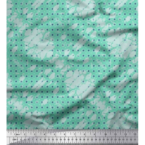 Soimoi Crepe Silk Fabric snowflake & brush stroke Abstract Print Sewing Fabric Yard 42 Inch Wide