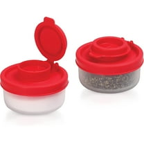 Signora Ware Salt and Pepper Shaker Set Mini Seasoning Container for Camping & Picnic, 2-Pk Small Red