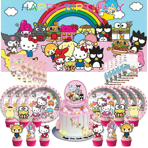 Sanrio Invite Invitation Cards Party Supplies Decor Decorations Banner Plates Background Backdrop