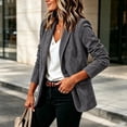 thumbnail image 4 of IUYRTFE Women's Suede Look Blazer Lapel Collar Button Front Lined Jacket with Padded Shoulders, 4 of 9