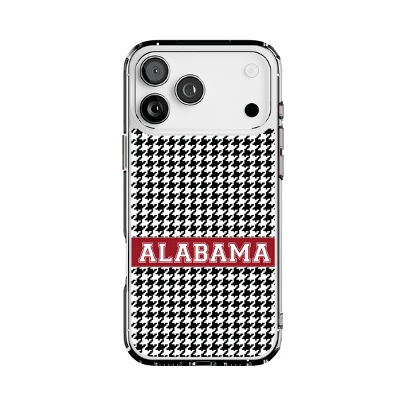 DistinctInk Hybrid Clear Case Compatible with MagSafe for iPhone 17 Pro Max- Alabama Houndstooth Pattern Design