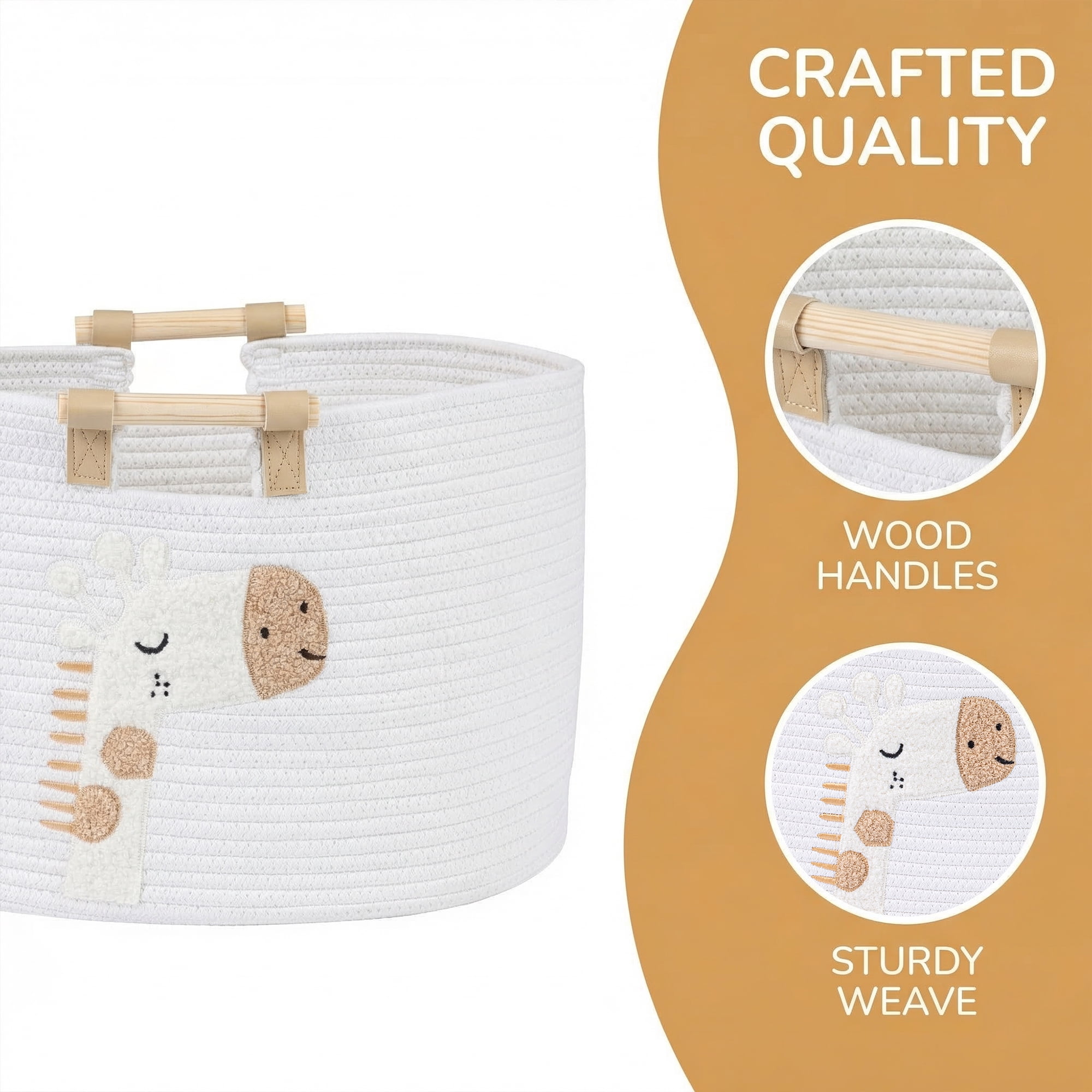 Unique Bargains Easy Shaping Woven Shelf Closet Storage Bin Giraffe 17.7*11.8*11.8in