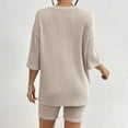 thumbnail image 5 of felwors Women 2 Piece Outfits Dressy Pajamas Lounge Set Ribbed Knit for Women Matching Tshirt Shorts Outfits Beige, XXL, 5 of 8