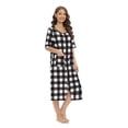 thumbnail image 4 of WBQ Women Buffalo Plaid Robe Long Knit Bathrobe Soft Sleepwear Ladies Loungewear, 4 of 6
