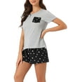 thumbnail image 4 of INSPIRE CHIC Women's Plaid Short Sleeve T-Shirt with Shorts Pajama Set S Gray, 4 of 5