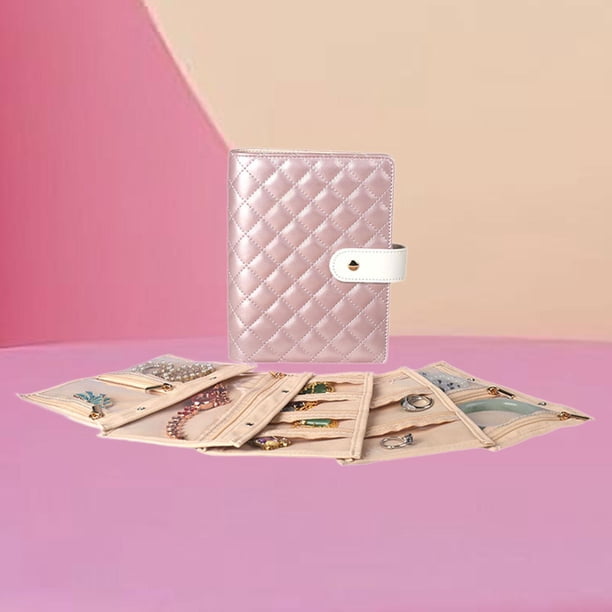 Caja protectora para guardar joyas, libro, baratija, bricolaje, artesanía, organizador de lujo, estuche de joyería de viaje para colgantes de vestidor Rosa