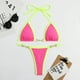 thumbnail image 4 of Traje de baño de triángulo de nailon con accesorios dorados y multicolor de bikini dividido con tiras en las axilas para mujer, 4 of 6