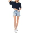thumbnail image 3 of MixMatchy Women's Basic Solid Boxy Short Sleeve Crop Top, 3 of 6