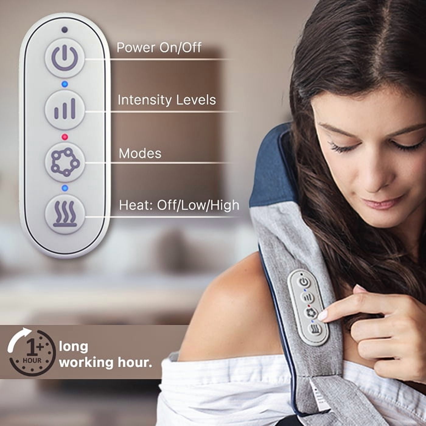 Miko Shiatsu Neck and Back Massager with Heat, Hands-Free and App Controlled