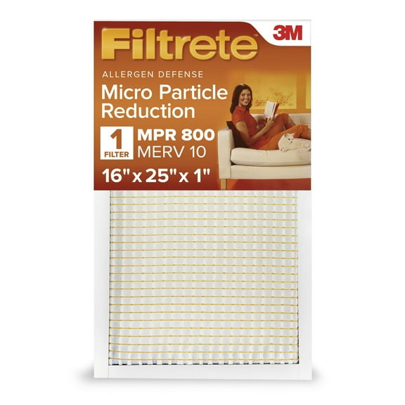 Filtrete 16x25x1 HVAC Furnace Air Filter, MPR 800 MERV 10, Micro Particle Reduction, 1 Filter