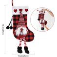 thumbnail image 2 of medias navideñas grandes de peluche en 3D con forma de gnomo XCF cuadros rojos y negros, 2 of 4