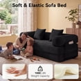 thumbnail image 4 of LazySunsets Sofa Bed Convertible Boneless Couch Corduroy Modular Couch Bed with Fixed-Shape Frame & Removable Armrests for Living Room, Bedroom Black, 4 of 7