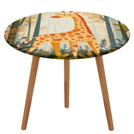 

Forest Giraffe (25) Tablecloth Round Elastic Fitted Waterproof Table Cover Cloth for Dining Room Indoor Outdoor Decor