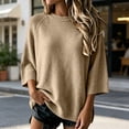 thumbnail image 2 of Crewneck Sweatshirts for Women, Loose Long Sleeve Knit Sweaters Women Modest Tops Soft Sweatshirts Chunky Sweater Trendy Teacher Outfits Business Casual Chic Tops Solid Color,Khaki,M, 2 of 4