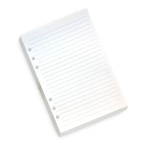 Insertos para agenda de carpetas A5 de 6 anillas - 8 1/4 x 5 5/8"" - Forrado grueso color crema 120 g/m2 Hojas sueltas Recambios de papel A5 compatibles con Filofax 6 orificios 100 hojas 200 páginas r