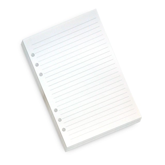Insertos para agenda de carpetas A5 de 6 anillas - 8 1/4 x 5 5/8"" - Forrado grueso color crema 120 g/m2 Hojas sueltas Recambios de papel A5 compatibles con Filofax 6 orificios 100 hojas 200 páginas r