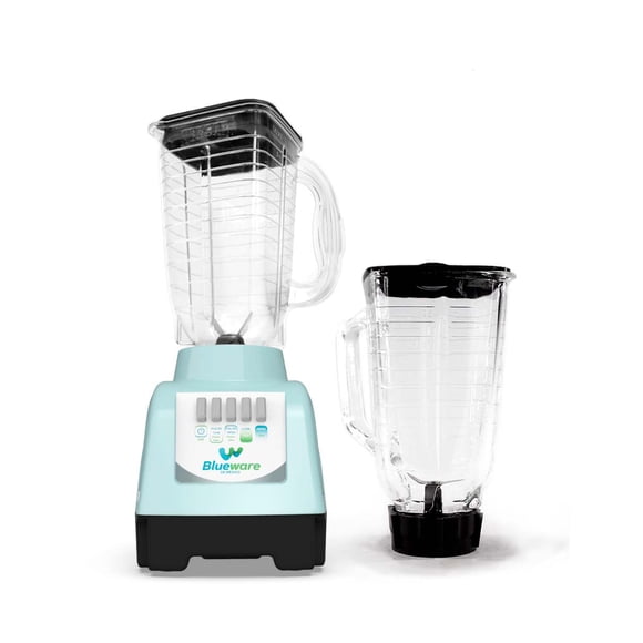 Licuadora Blueware 400W 2 Velocidades con 2 Vasos 1.2L Vidrio y Plástico con Función Pulso Menta