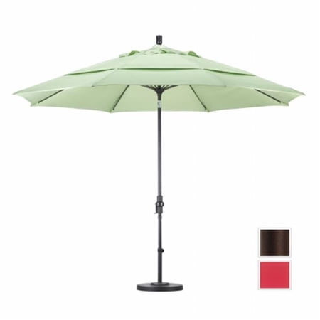 11 ft. Fiberglass Market Umbrella Collar Tilt Double Vents - Bronze - Sunbrella - Jockey Red