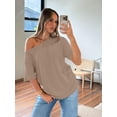 thumbnail image 5 of Camiseta oversize Trendy Queen con hombros descubiertos color caqui talla M, 5 of 5