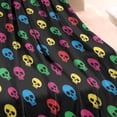 thumbnail image 3 of Black Colorful Skull Pattern Blanket,Comfortable Soft Flannel Throw Blanket,All Season,Warm Lightweight Blankets for Sofa Bed Couch Living Room Chair,30"x40", 3 of 4