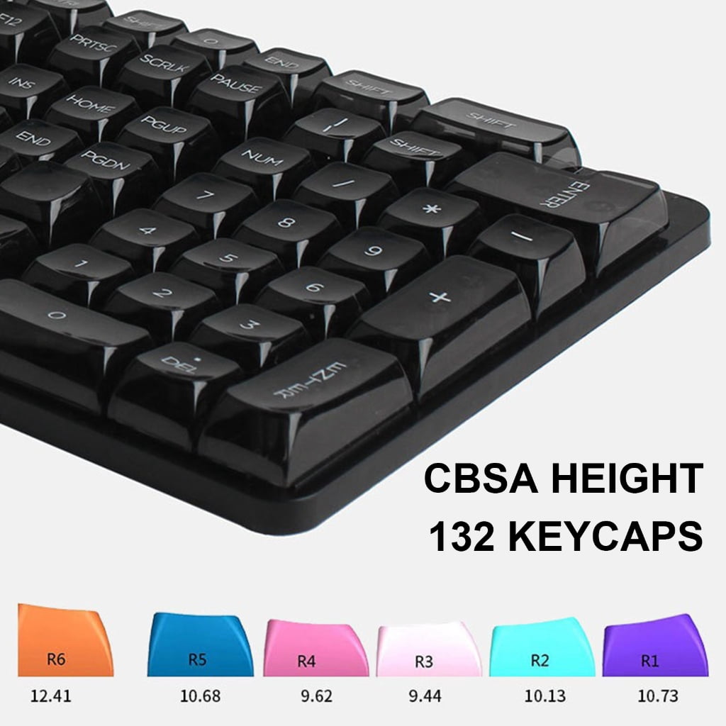 Crystal Transparent PC Keycaps CBSA 132 Keys for MX Switcher Mechanical Keyboard