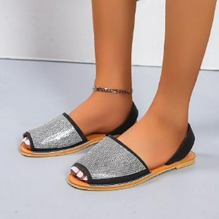 

Homedles Sandals Women- Comfortable Summer Casual Flat Open toe Gift for Women Women Sandals Black 42