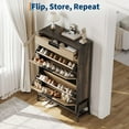 thumbnail image 5 of Soonbuy Shoe Storage Organizer with 2 Flip Drawers and 1 Drawer, Freestanding Narrow Shoe Rack, Shoe Storage Organizer with 3-Tier Adjustable Shelves for Entryway, Hallway, Living Room, 5 of 8