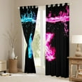 thumbnail image 3 of Ice And Fire Blackout Curtains, Letter X Decor Curtains For Kids Boys Girls Bedroom Decor, Blue Pink Flame Curtains & Drapes Abstract Alphabet Design Window Treatments, Black 42"Wx84"L 2 Panels, 3 of 5