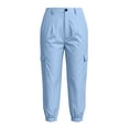 thumbnail image 5 of Hurxie Cargo Capri Pants for Women High Waisted Elastic Knit Waist Casual Capris Trousers Cropped Pants Light Blue,2XL, 5 of 8
