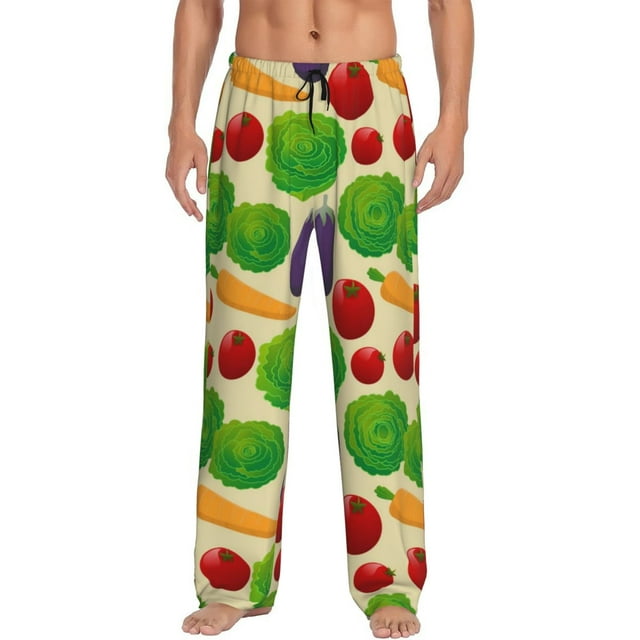 Fotbe Vegetable Pantalones de Pijama para Hombre, Pantalones de Dormir, Pantalones de Casa con Cintura Ajustable y Bolsillos-Medium