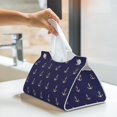 thumbnail image 5 of Tissue Box Cover, yellow anchor navyblue print Rectangular Leather Tissue Holder - Tissue Case Facial Paper Organizer for Bathroom, Vanity Countertop, Tabletop, Car, Napkin, 5 of 6