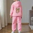 thumbnail image 4 of Bow Print Outfits Set For Kids Thick And Cozy Girls' Tracksuit Fashionable Bow Print Hoodie And Joggers Outfit For Toddlers And Kids Pink 160(12-13 Years), 4 of 9