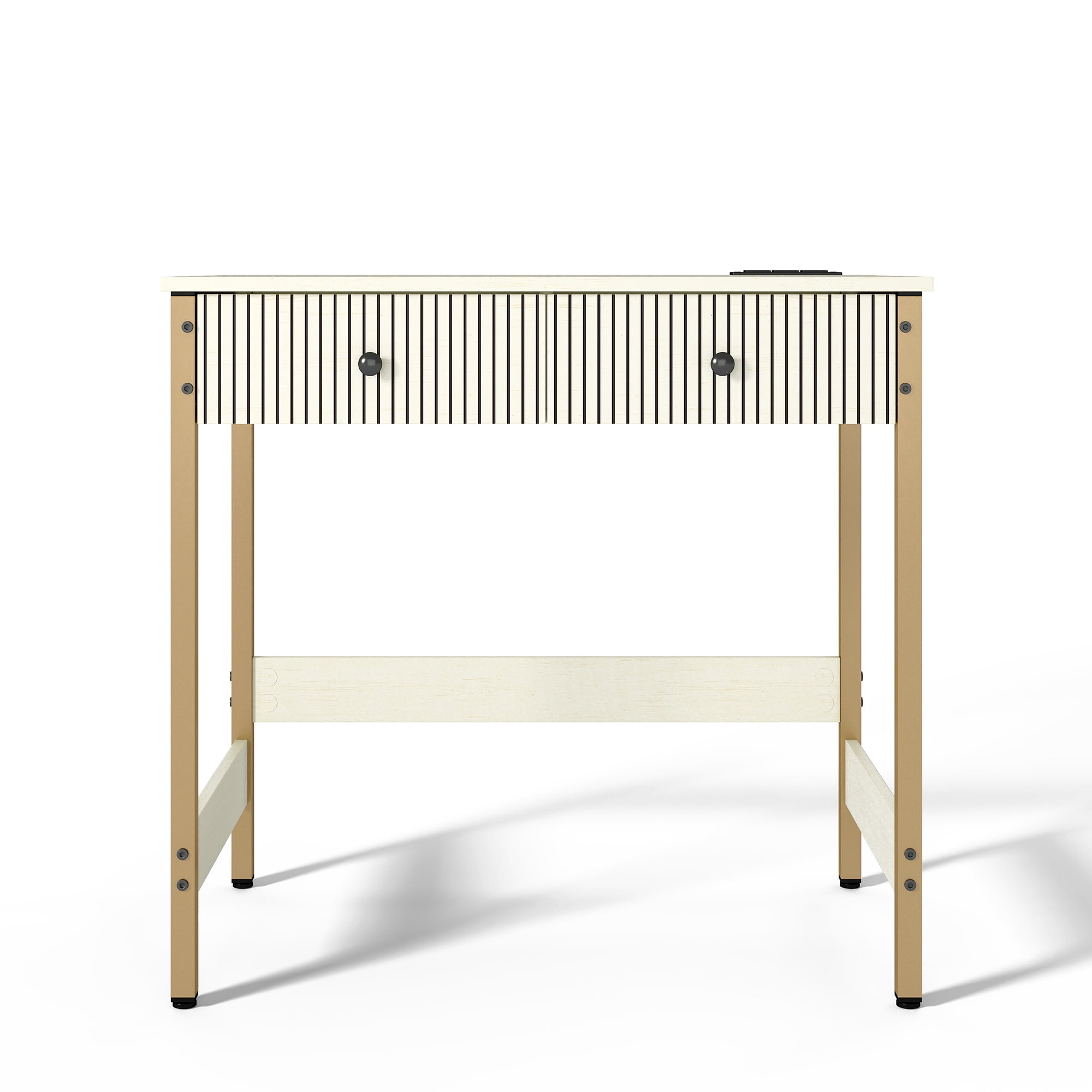 Manxile Fluted Computer Home Office PC Desk with USB Ports & Power Outlet,Writing Desk with Storage Drawers
