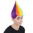 thumbnail image 6 of HPO Adult Unisex Rainbow Color Straight Cosplay Halloween Troll Wig, Synthetic Soft Fiber Hair,, 6 of 8